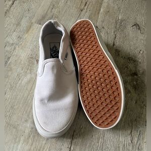 size 7.5, white slip on vans